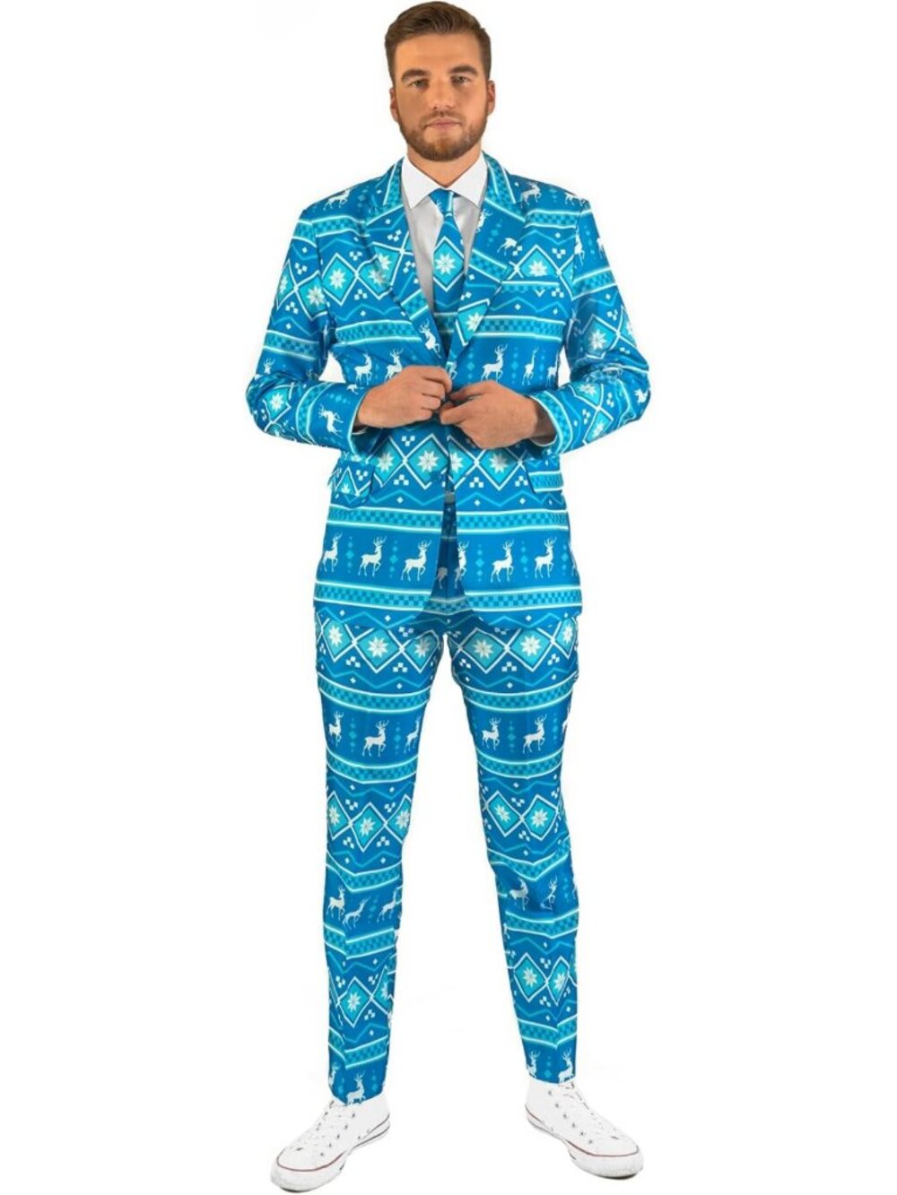 Men's Christmas Party Suit - Slim Fit Costume with Blazer, Pants & Tie Set